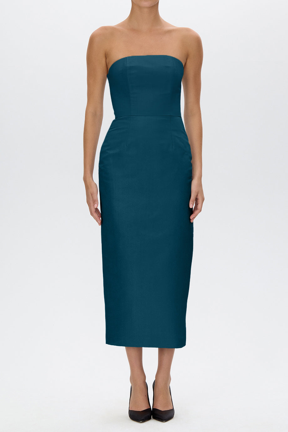 Elizabeth Silk Faille Midi Dress with Bow Belt