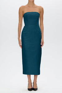 Elizabeth Silk Faille Midi Dress with Bow Belt