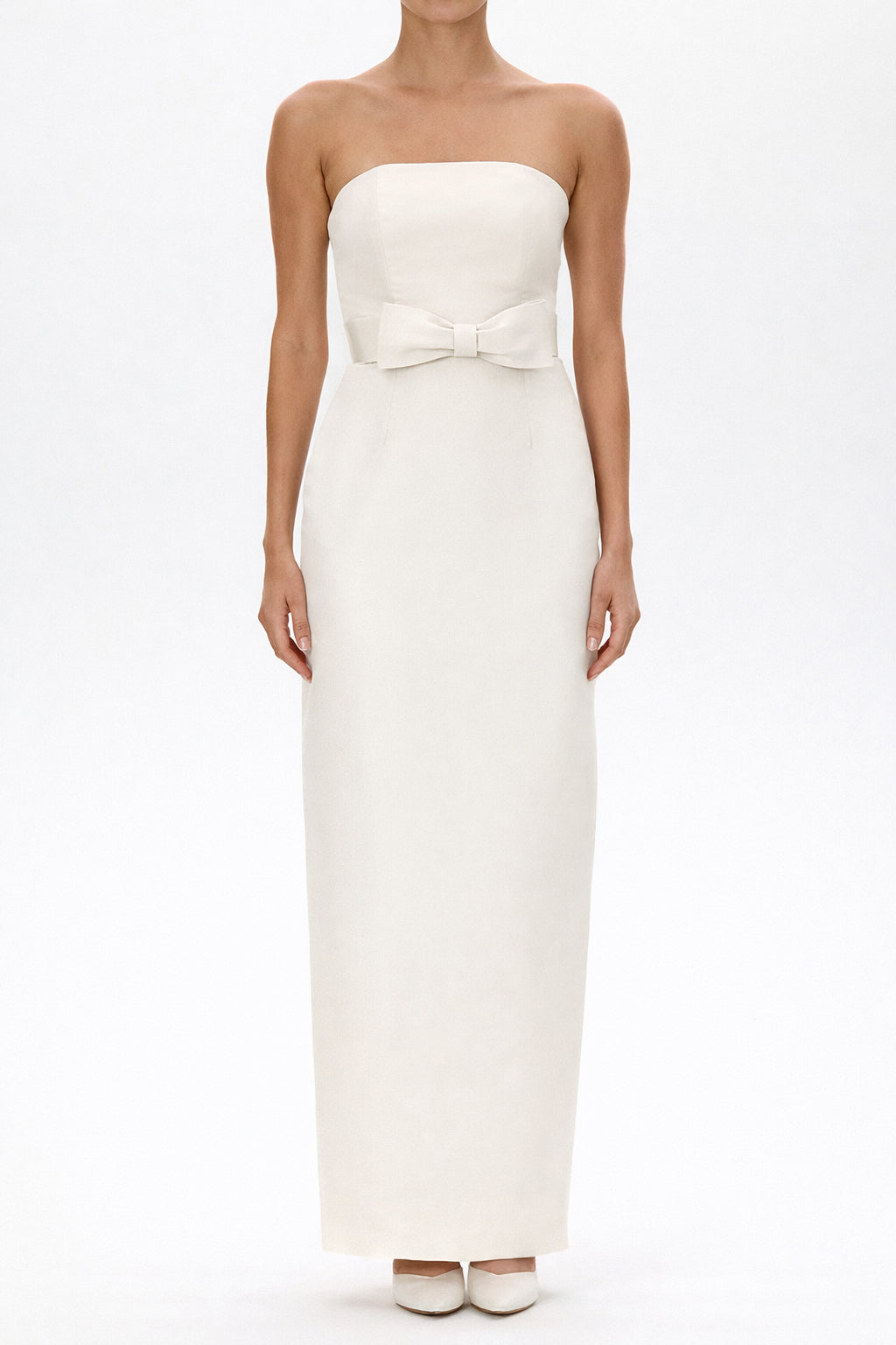 Elizabeth Silk Faille Column Gown with Bow Belt
