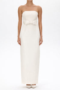 Elizabeth Silk Faille Column Gown with Bow Belt