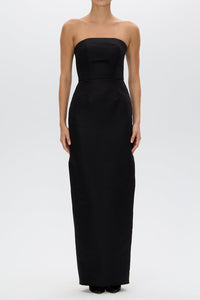 Elizabeth Silk Faille Column Gown with Bow Belt