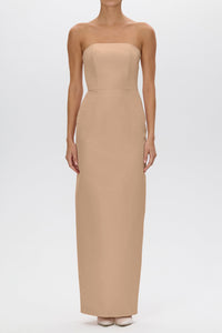 Leonore Silk Faille Column Gown with Detachable Bow Train