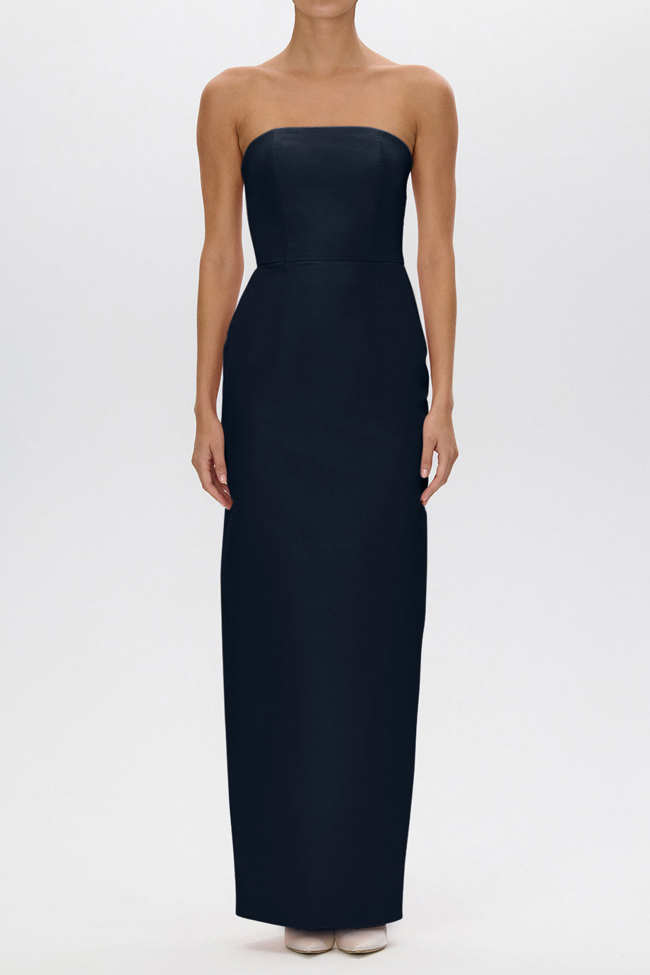 Elizabeth Silk Faille Column Gown with Bow Belt