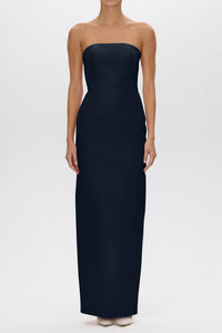 Leonore Silk Faille Column Gown with Detachable Bow Train