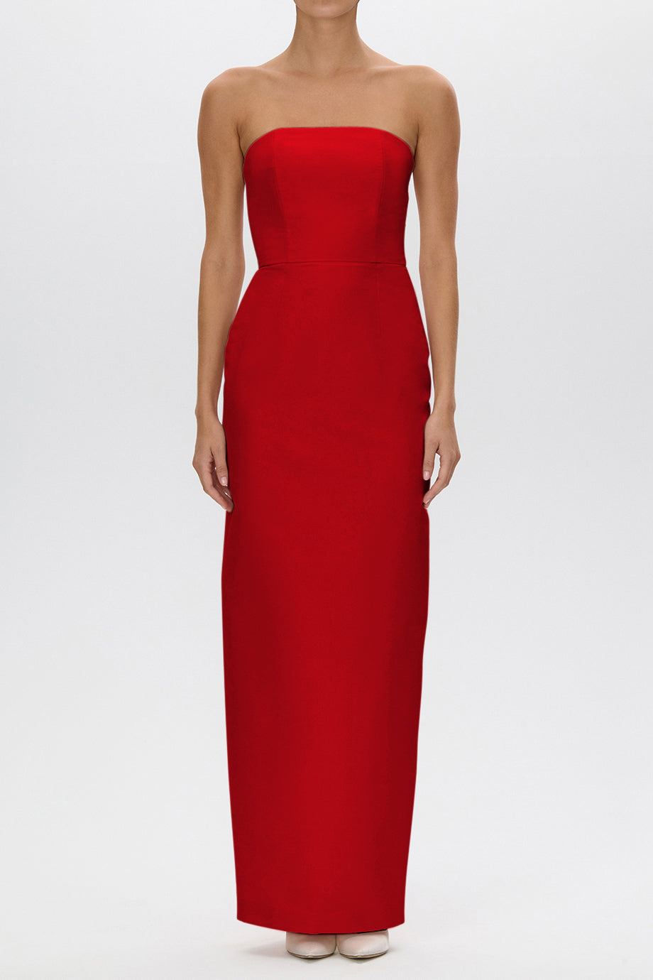 Elizabeth Silk Faille Column Gown with Bow Belt