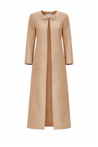 Jackie Silk Faille Bow Mid-Length Coat