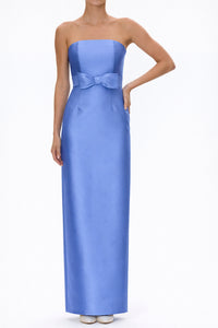 Juliette Silk and Wool Column Gown with Bow Belt
