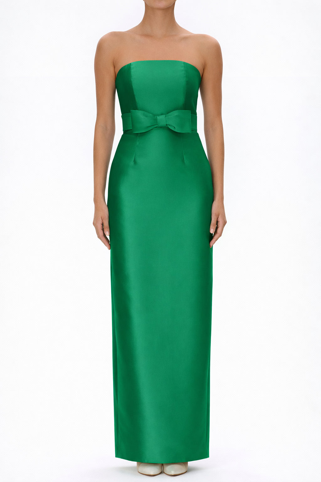 Juliette Silk and Wool Column Gown with Bow Belt