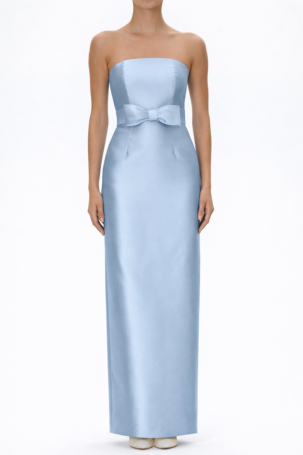 Juliette Silk and Wool Column Gown with Bow Belt