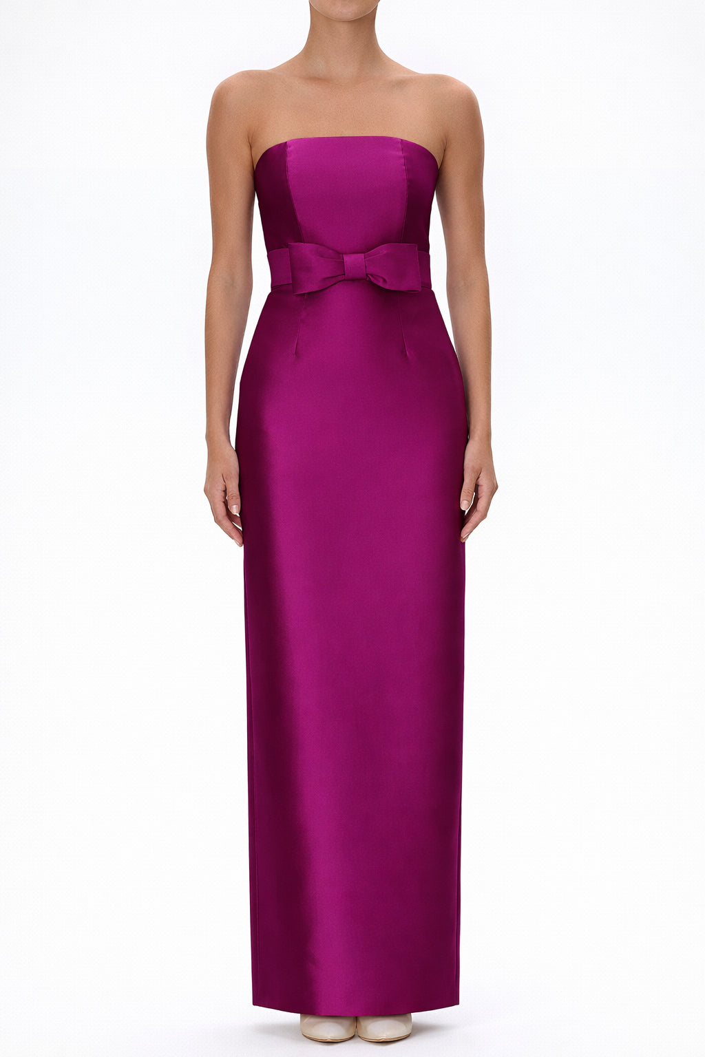 Juliette Silk and Wool Column Gown with Bow Belt