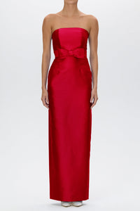Juliette Silk and Wool Column Gown with Bow Belt