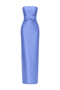 Juliette Silk and Wool Column Gown with Bow Belt