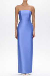 Eliza Silk and Wool Column Gown with Detachable Bow Train