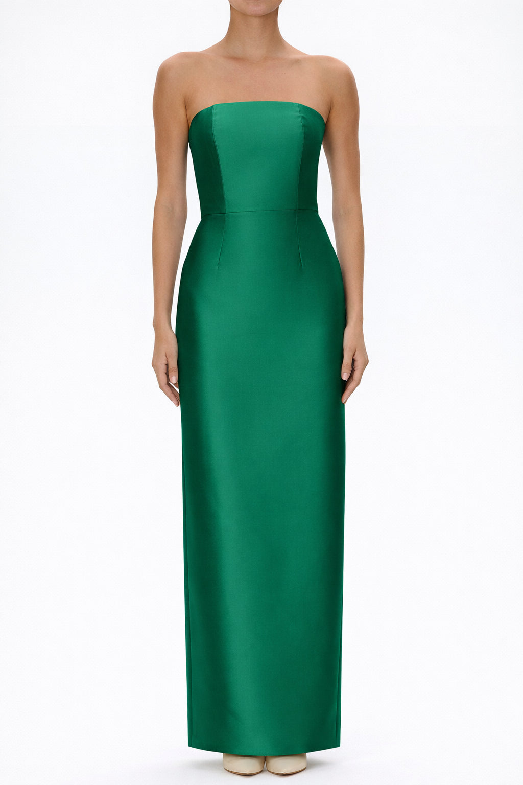 Eliza Silk and Wool Column Gown with Detachable Bow Train