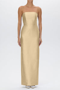 Eliza Silk and Wool Column Gown with Detachable Bow Train