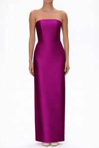 Juliette Silk and Wool Column Gown with Bow Belt