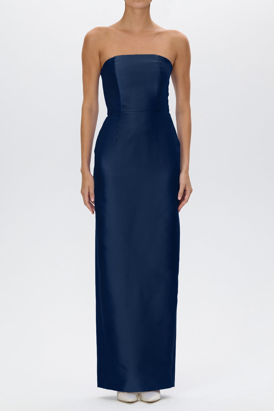 Juliette Silk and Wool Column Gown with Bow Belt