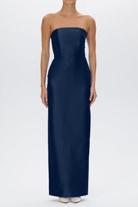 Juliette Silk and Wool Column Gown with Bow Belt