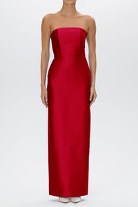 Juliette Silk and Wool Column Gown with Bow Belt