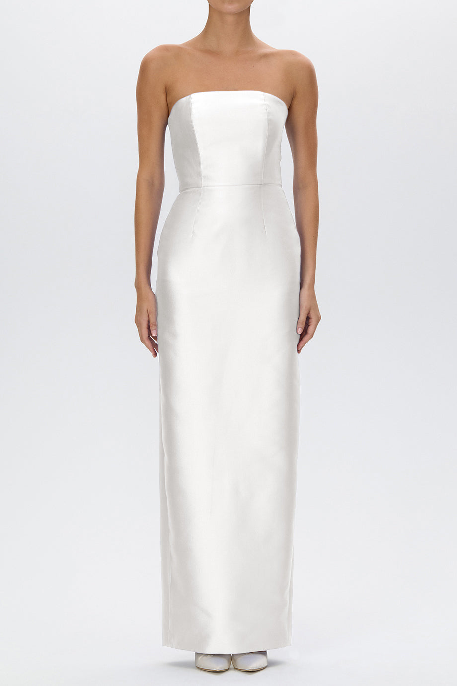 Juliette Silk and Wool Column Gown with Bow Belt