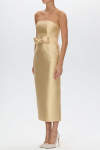 Juliette Silk and Wool Midi Dress with Bow Belt