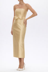 Juliette Silk and Wool Midi Dress with Bow Belt