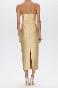 Juliette Silk and Wool Midi Dress with Bow Belt