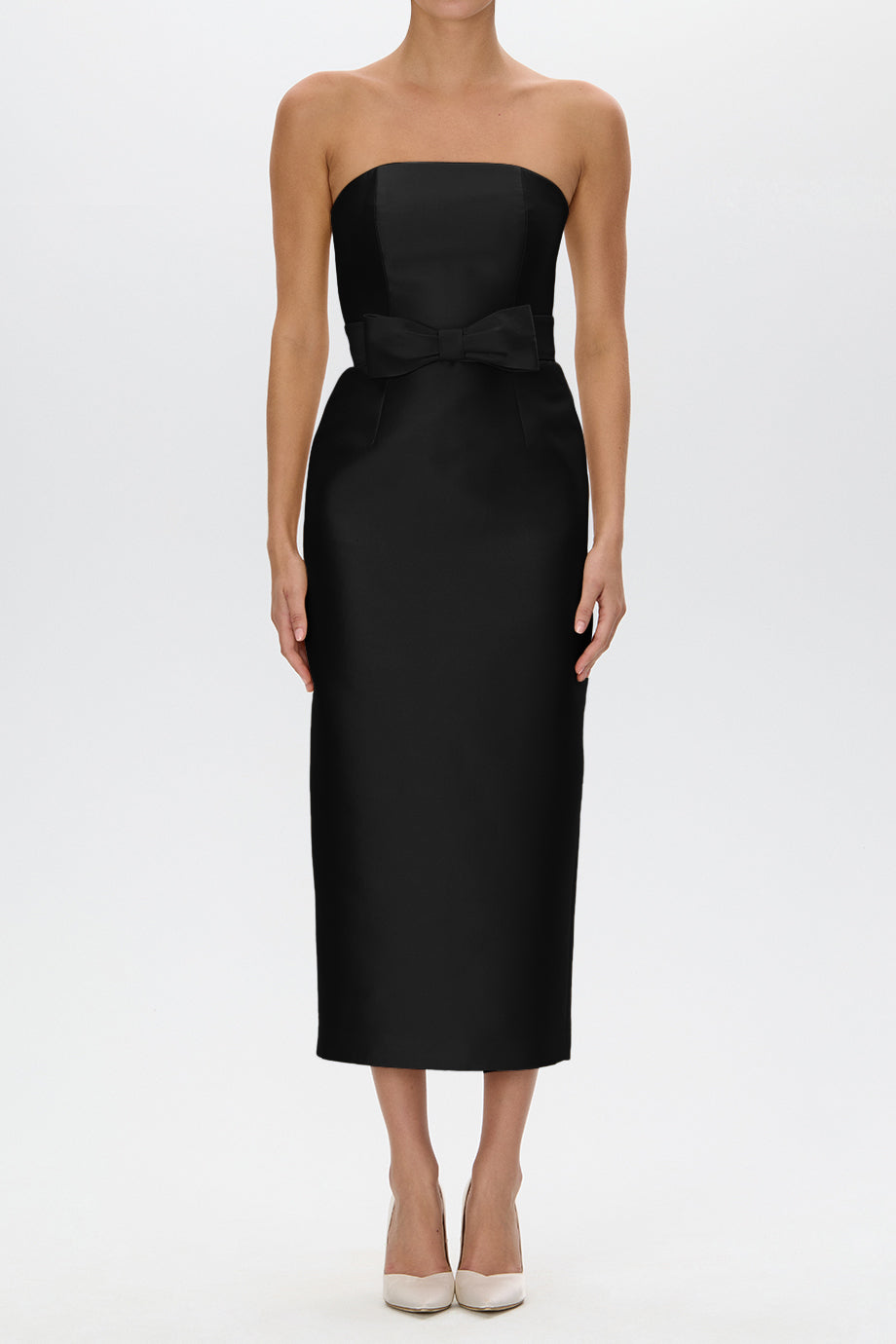 Juliette Silk and Wool Midi Dress with Bow Belt