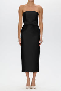Juliette Silk and Wool Midi Dress with Bow Belt