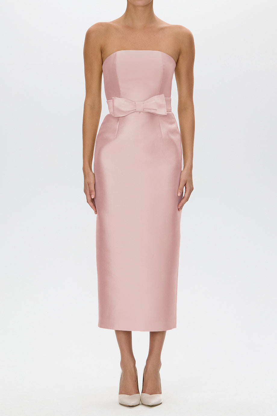 Juliette Silk and Wool Midi Dress with Bow Belt