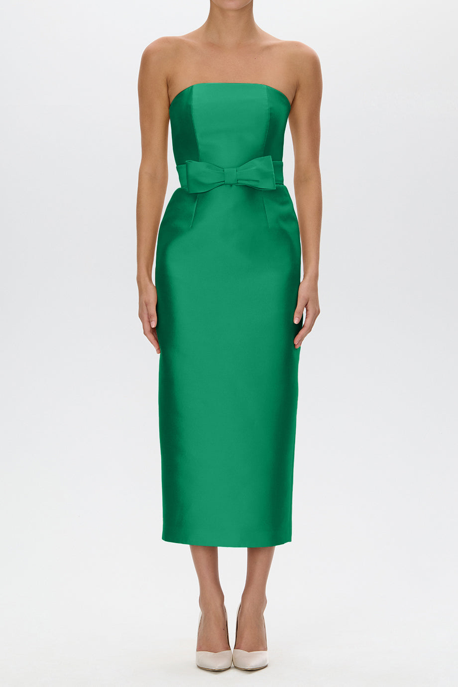 Juliette Silk and Wool Midi Dress with Bow Belt
