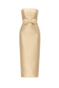 Juliette Silk and Wool Midi Dress with Bow Belt