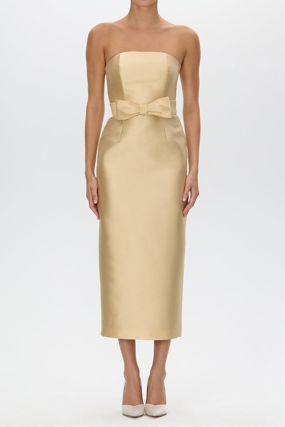Juliette Silk and Wool Midi Dress with Bow Belt