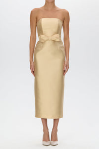 Juliette Silk and Wool Midi Dress with Bow Belt