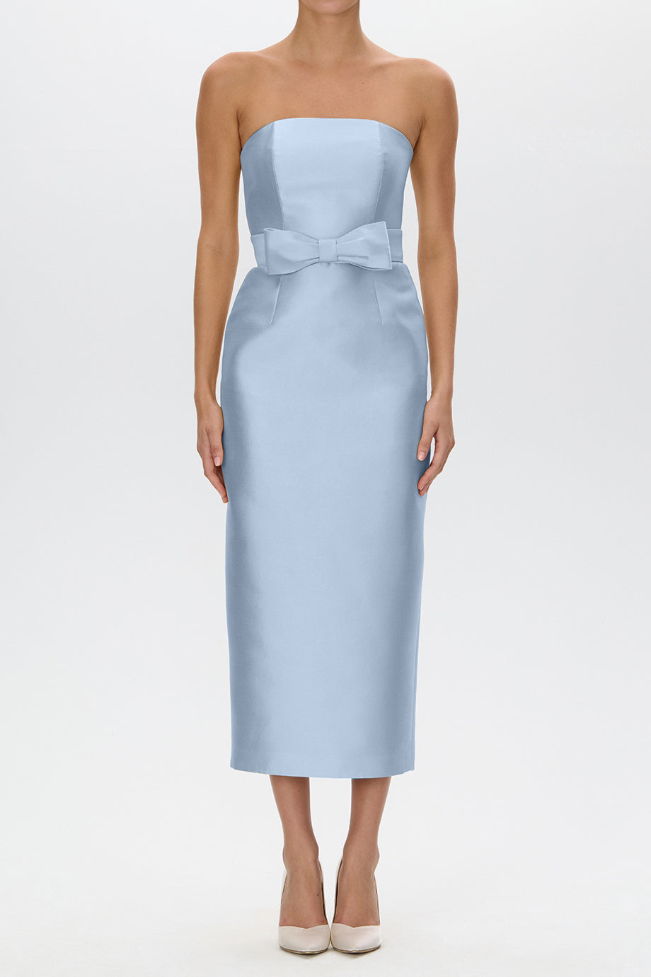 Juliette Silk and Wool Midi Dress with Bow Belt