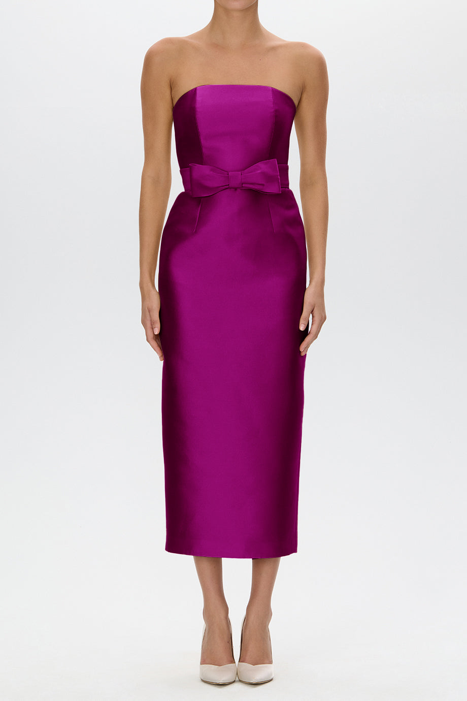 Juliette Silk and Wool Midi Dress with Bow Belt