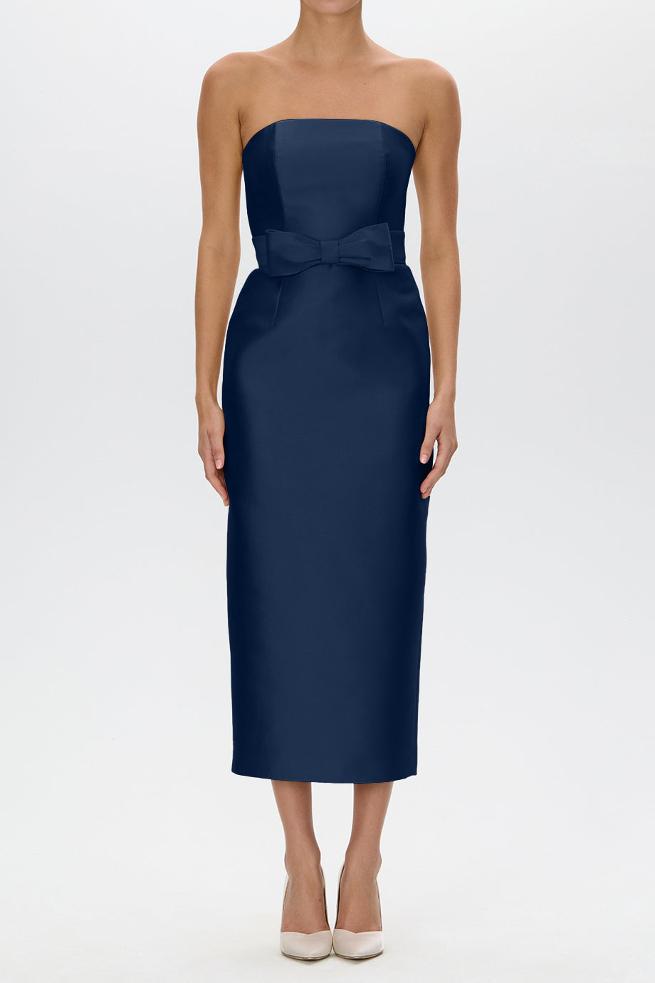 Juliette Silk and Wool Midi Dress with Bow Belt