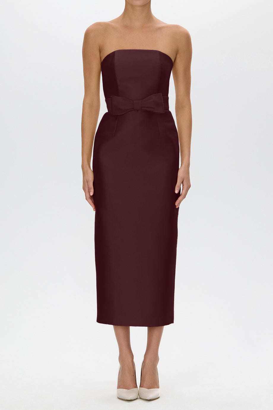 Juliette Silk and Wool Midi Dress with Bow Belt