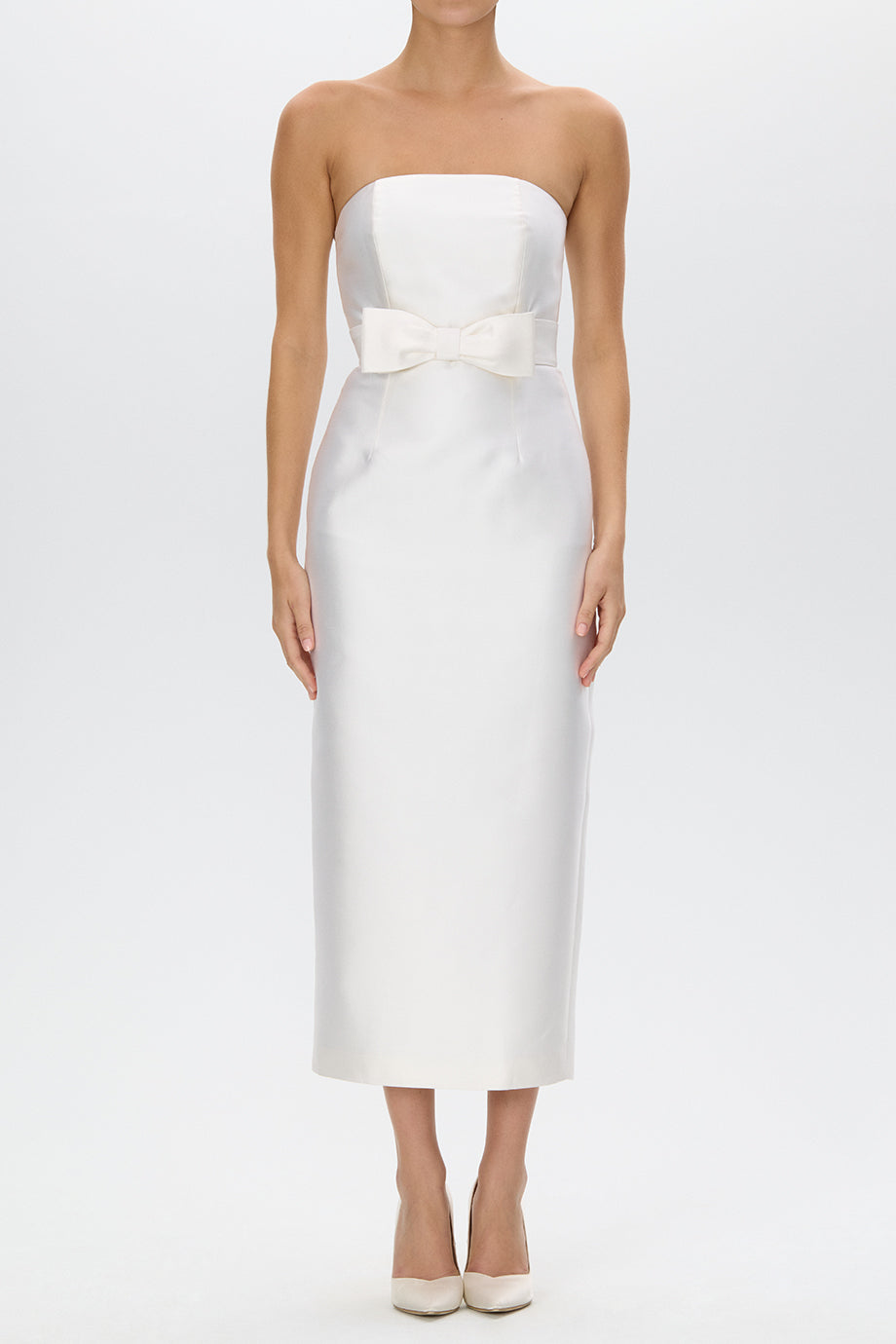 Juliette Silk and Wool Midi Dress with Bow Belt