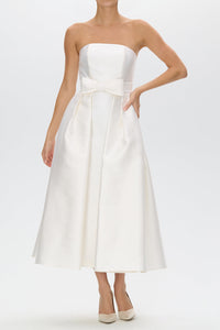 Juliette Silk and Wool Midi Dress with Mid-Length Bow Convertible Skirt