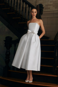 Silk and Wool Mid-Length Bow Convertible Skirt