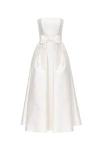 Juliette Silk and Wool Midi Dress with Mid-Length Bow Convertible Skirt
