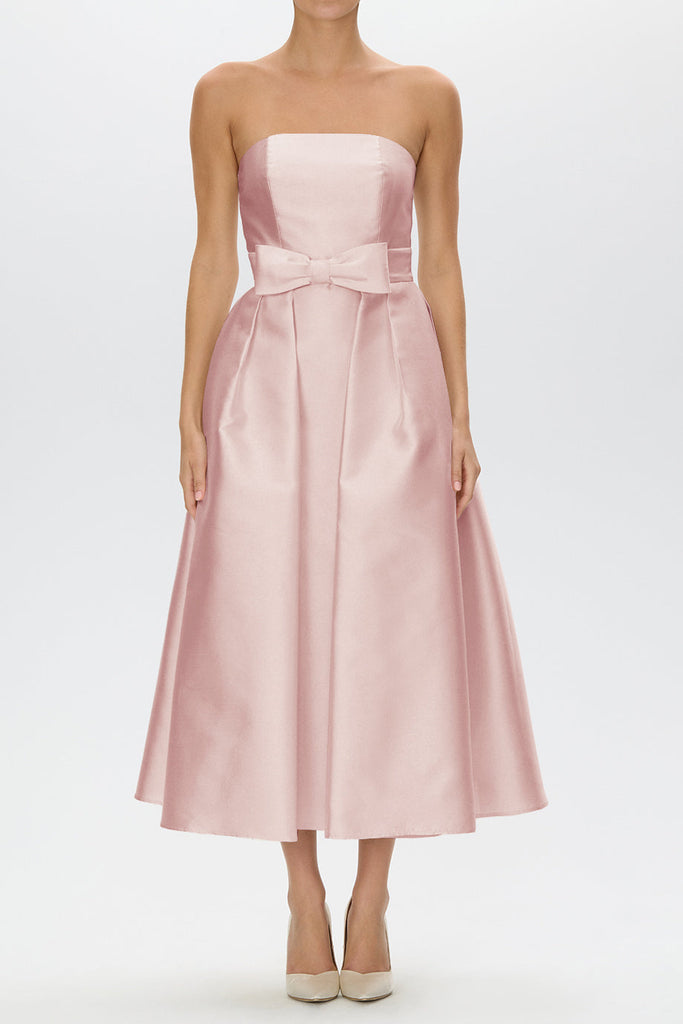 Juliette Silk and Wool Midi Dress with Mid-Length Bow Convertible Skirt