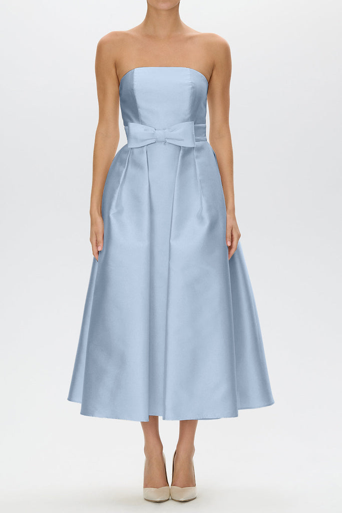 Juliette Silk and Wool Midi Dress with Mid-Length Bow Convertible Skirt