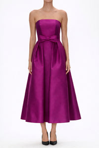 Juliette Silk and Wool Midi Dress with Mid-Length Bow Convertible Skirt