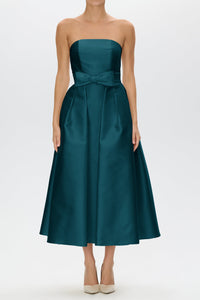 Juliette Silk and Wool Midi Dress with Mid-Length Bow Convertible Skirt