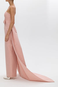 Leonore Silk Faille Column Gown with Detachable Bow Train