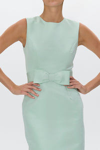 Lydia Silk Faille Midi Dress with Bow Belt