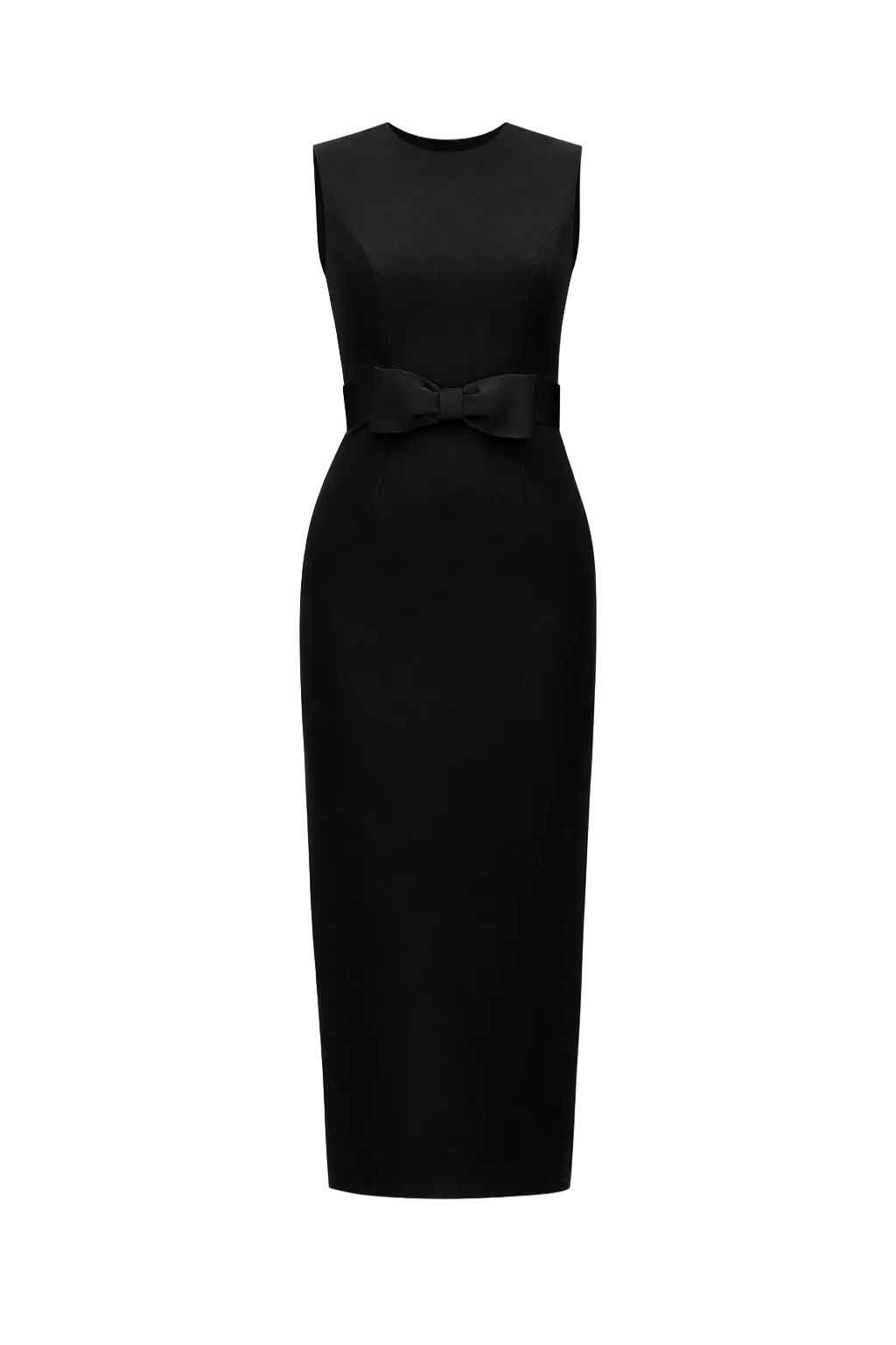 Lydia Silk Faille Midi Dress with Bow Belt