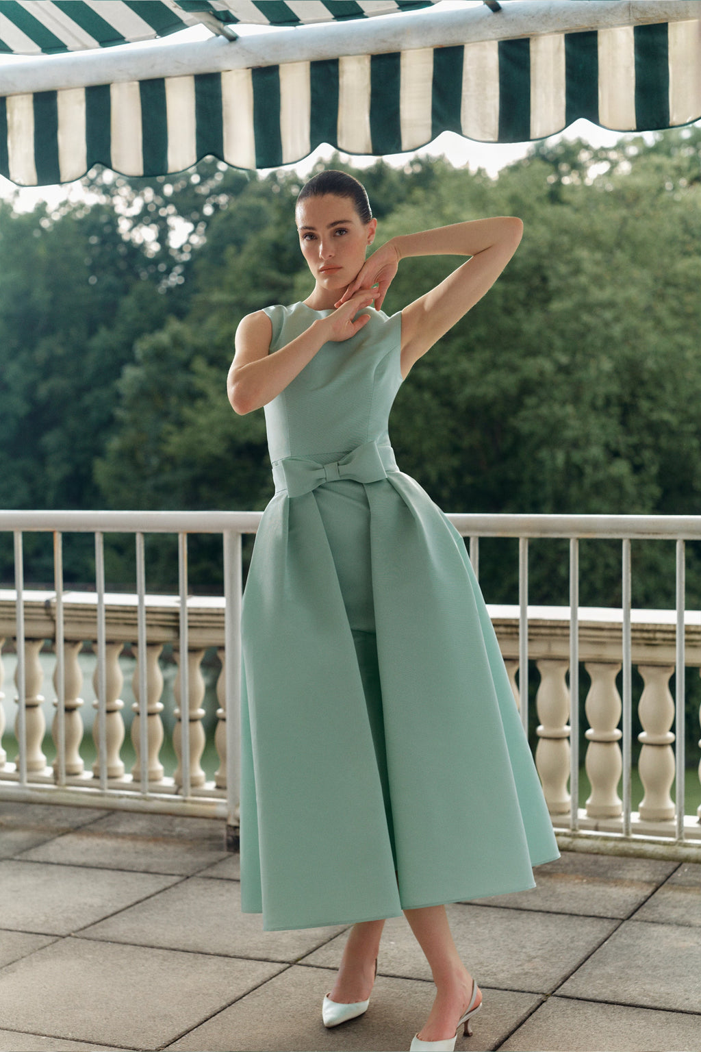 Silk Faille Mid-Length Bow Convertible Skirt